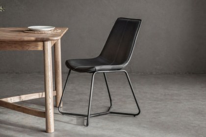 Gallery Direct Set of 2 Hawking Dining Chairs in Charcoal PU Leather Gallery Direct Set of 2 Hawking Dining Chairs in Charcoal PU Leather