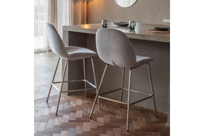 Gallery Direct Set of 2 Flanagan Bar Stools in Dark Grey Velvet Gallery Direct Set of 2 Flanagan Bar Stools in Dark Grey Velvet