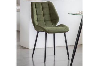 Gallery Direct Set of 2 Manford Fabric Dining Chairs in Bottle Green Gallery Direct Set of 2 Manford Fabric Dining Chairs in Bottle Green