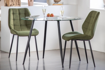 Gallery Direct Set of 2 Manford Fabric Dining Chairs in Bottle Green Gallery Direct Set of 2 Manford Fabric Dining Chairs in Bottle Green