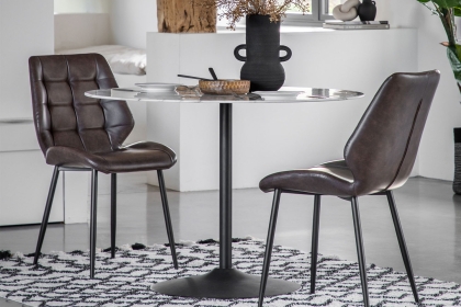 Gallery Direct Set of 2 Manford Leather Dining Chairs in Brown Gallery Direct Set of 2 Manford Leather Dining Chairs in Brown