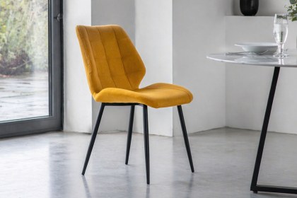 Gallery Direct Set of 2 Manford Fabric Dining Chairs in Saffron Gallery Direct Set of 2 Manford Fabric Dining Chairs in Saffron