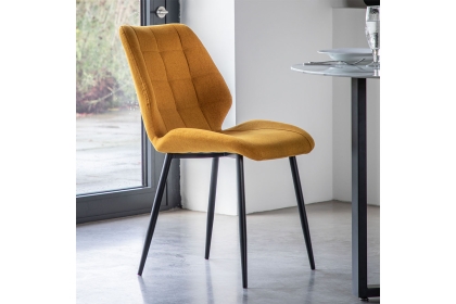 Gallery Direct Set of 2 Manford Fabric Dining Chairs in Saffron Gallery Direct Set of 2 Manford Fabric Dining Chairs in Saffron