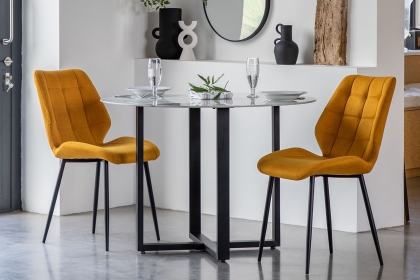 Gallery Direct Set of 2 Manford Fabric Dining Chairs in Saffron Gallery Direct Set of 2 Manford Fabric Dining Chairs in Saffron