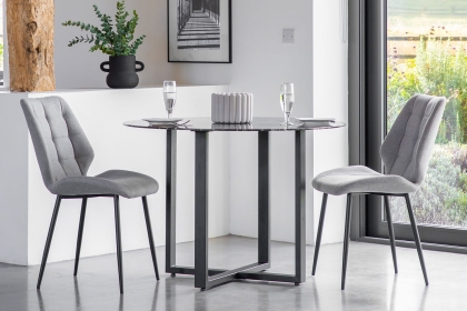 Gallery Direct Set of 2 Manford Fabric Dining Chairs in Light Grey Gallery Direct Set of 2 Manford Fabric Dining Chairs in Light Grey