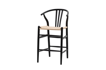 Gallery Direct Set of 2 Whitney Black Elm Wishbone Back Bar Stools with Woven Seat Gallery Direct Set of 2 Whitney Black Elm Wishbone Back Bar Stools with Woven Seat