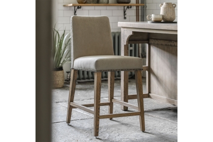 Gallery Direct Set of 2 Rex Fabric Bar Stools in Cement Grey Linen Gallery Direct Set of 2 Rex Fabric Bar Stools in Cement Grey Linen