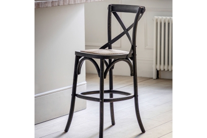 Gallery Direct Set of 2 Cafe Black Oak Bar Stools with Rattan Seat Gallery Direct Set of 2 Cafe Black Oak Bar Stools with Rattan Seat