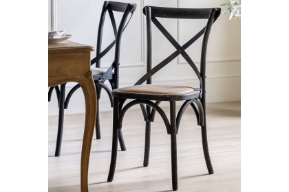 Gallery Direct Set of 2 Cafe Black Oak Dining Chairs with Rattan Seat Gallery Direct Set of 2 Cafe Black Oak Dining Chairs with Rattan Seat