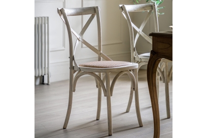 Gallery Direct Set of 2 Cafe White Oak Dining Chairs with Rattan Seat Gallery Direct Set of 2 Cafe White Oak Dining Chairs with Rattan Seat