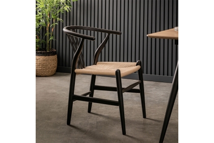 Gallery Direct Set of 2 Whitney Black Elm Wishbone Back Dining Chairs with Woven Seat Gallery Direct Set of 2 Whitney Black Elm Wishbone Back Dining Chairs with Woven Seat