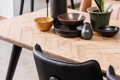 Franklin Reclaimed Wood 160-200cm Extending Dining Table Set & 4 Jack Black Dining Chairs Franklin Reclaimed Wood 160-200cm Extending Dining Table Set & 4 Jack Black Dining Chairs