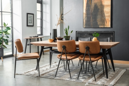 Franklin Reclaimed Wood 160-200cm Extending Dining Table Set & 4 Jack Cognac Dining Chairs Franklin Reclaimed Wood 160-200cm Extending Dining Table Set & 4 Jack Cognac Dining Chairs