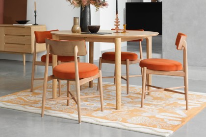 G Plan Winchester Retro Oak 130-170cm D-End Extending Dining Table Set & 4 Flora Orange Chairs G Plan Winchester Retro Oak 130-170cm D-End Extending Dining Table Set & 4 Flora Orange Chairs