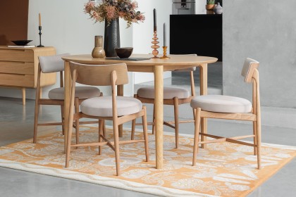 G Plan Winchester Retro Oak 130-170cm D-End Extending Dining Table Set & 4 Flora Taupe Chairs G Plan Winchester Retro Oak 130-170cm D-End Extending Dining Table Set & 4 Flora Taupe Chairs