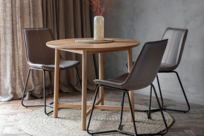 Gallery Direct Kingham Oak Round Dining Table Set & 4 Hawking Chairs Gallery Direct Kingham Oak Round Dining Table Set & 4 Hawking Chairs