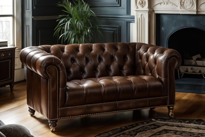 Buckingham Leather Chesterfield 2 Seater Sofa in Vintage Cognac Buckingham Leather Chesterfield 2 Seater Sofa in Vintage Cognac