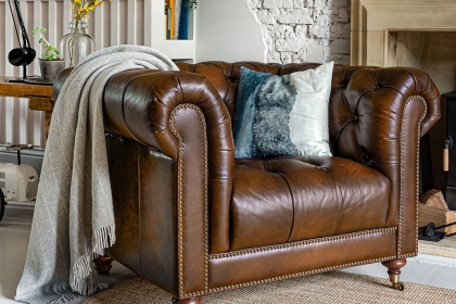 Buckingham Leather Chesterfield Club Chair in Vintage Cognac Buckingham Leather Chesterfield Club Chair in Vintage Cognac