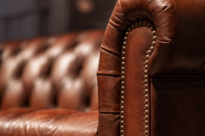 Buckingham Leather Chesterfield Wing Chair in Vintage Cognac Buckingham Leather Chesterfield Wing Chair in Vintage Cognac
