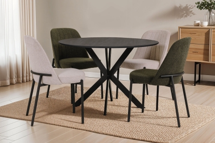 Sadie Industrial 110cm Round Dining Table in Smoke Finish Sadie Industrial 110cm Round Dining Table in Smoke Finish