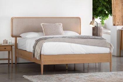 Gallery Direct Hatfield Natural Oak Bed Frame with Upholstered Headboard Gallery Direct Hatfield Natural Oak Bed Frame with Upholstered Headboard