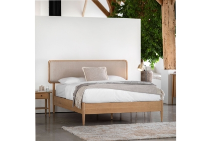 Gallery Direct Hatfield Natural Oak Bed Frame with Upholstered Headboard Gallery Direct Hatfield Natural Oak Bed Frame with Upholstered Headboard