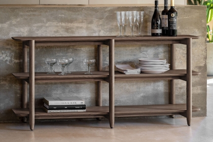 Gallery Direct Hatfield Smoked Oak Wide Open Display Unit Gallery Direct Hatfield Smoked Oak Wide Open Display Unit