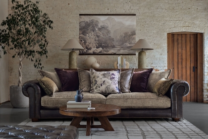 Atlantis Fabric & Leather Mix Pillow Back 4 Seater Sofa Atlantis Fabric & Leather Mix Pillow Back 4 Seater Sofa