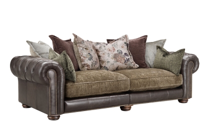 Atlantis Fabric & Leather Mix Pillow Back 3 Seater Sofa Atlantis Fabric & Leather Mix Pillow Back 3 Seater Sofa