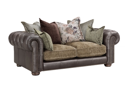 Atlantis Fabric & Leather Mix Pillow Back 2 Seater Sofa Atlantis Fabric & Leather Mix Pillow Back 2 Seater Sofa