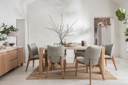 Arlo Natural Oak 190cm Dining Table with Travertine Ceramic Top Arlo Natural Oak 190cm Dining Table with Travertine Ceramic Top