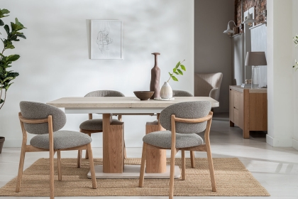 Arlo Natural Oak 160-200cm Extending Dining Table with Travertine Ceramic Top Arlo Natural Oak 160-200cm Extending Dining Table with Travertine Ceramic Top