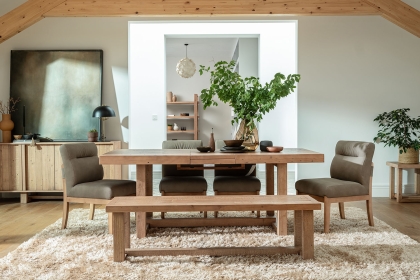 Oakley Reclaimed Wood 160cm Dining Bench in Rustic Buff Finish Oakley Reclaimed Wood 160cm Dining Bench in Rustic Buff Finish