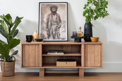 Oakley Reclaimed Wood TV Unit in Rustic Buff Finish Oakley Reclaimed Wood TV Unit in Rustic Buff Finish