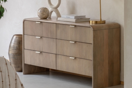 Gallery Direct Colonna Mango Wood 6 Drawer Chest of Drawers Gallery Direct Colonna Mango Wood 6 Drawer Chest of Drawers