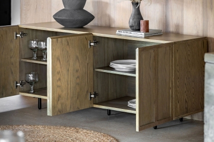 Gallery Direct Panelled Smoked Oak Large Sideboard Gallery Direct Panelled Smoked Oak Large Sideboard