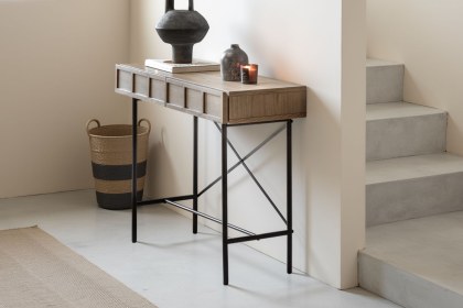 Gallery Direct Panelled Smoked Oak Console Table Gallery Direct Panelled Smoked Oak Console Table