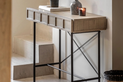 Gallery Direct Panelled Smoked Oak Console Table Gallery Direct Panelled Smoked Oak Console Table