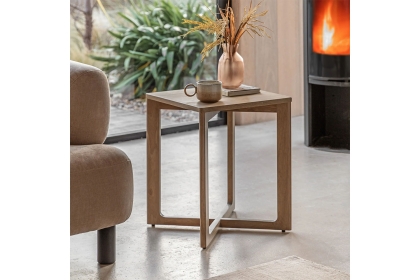 Gallery Direct Panelled Smoked Oak Side Table Gallery Direct Panelled Smoked Oak Side Table