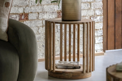 Gallery Direct Voss Mango Wood Slatted Side Table Gallery Direct Voss Mango Wood Slatted Side Table
