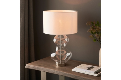 Gallery Direct Kelda Shaped Table Lamp Satin Brass Vintage White Gallery Direct Kelda Shaped Table Lamp Satin Brass Vintage White