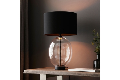 Gallery Direct Kelda Oval Table Lamp Clear Glass Black Gallery Direct Kelda Oval Table Lamp Clear Glass Black