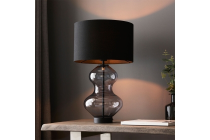 Gallery Direct Kelda Shaped Table Lamp Clear Glass Black Gallery Direct Kelda Shaped Table Lamp Clear Glass Black