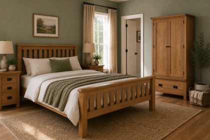 Salisbury Waxed Premium Oak Slatted Bed Frame Salisbury Waxed Premium Oak Slatted Bed Frame