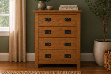 Salisbury Waxed Premium Oak 4 Drawer Chest Of Drawers Salisbury Waxed Premium Oak 4 Drawer Chest Of Drawers