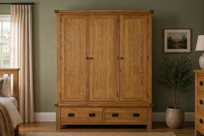Salisbury Waxed Premium Oak Triple Wardrobe Salisbury Waxed Premium Oak Triple Wardrobe