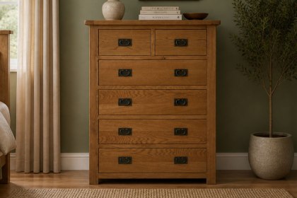 Salisbury Waxed Premium Oak 2 Over 4 Chest Of Drawers Salisbury Waxed Premium Oak 2 Over 4 Chest Of Drawers