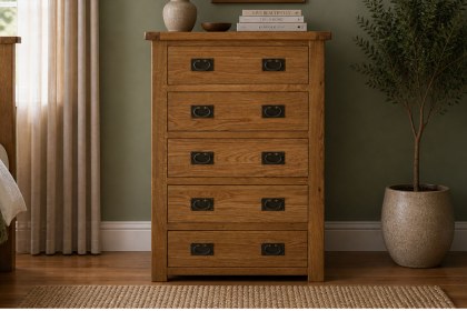 Salisbury Waxed Premium Oak 5 Drawer Chest Of Drawers Salisbury Waxed Premium Oak 5 Drawer Chest Of Drawers