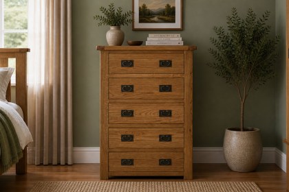 Salisbury Waxed Premium Oak 5 Drawer Chest Of Drawers Salisbury Waxed Premium Oak 5 Drawer Chest Of Drawers