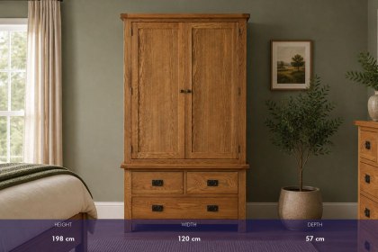 Salisbury Waxed Premium Oak Gents 3 Drawer Wardrobe Salisbury Waxed Premium Oak Gents 3 Drawer Wardrobe
